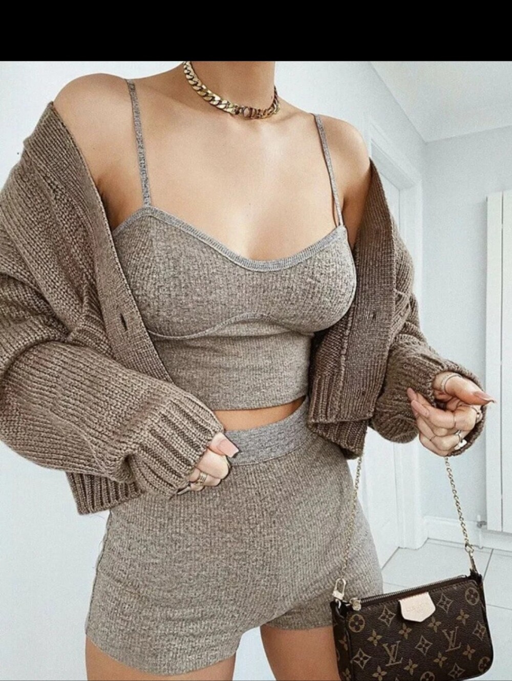 Zara Ribbed Knit Lounge Short + Tank Set, Size Small/Medium